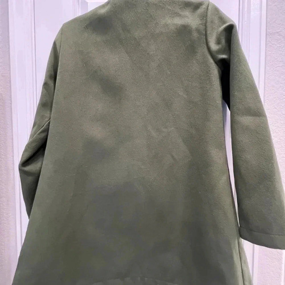 Oversized Long Flannel Blazer Olive Light - Picture 2 of 6